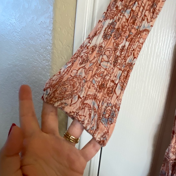 Rachel Zoe Cottage Core Pink Floral Tiered Maxi Gauze - Picture 3 of 5